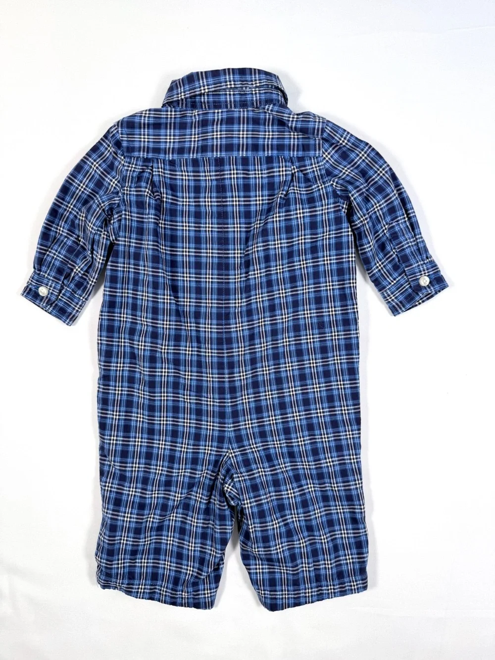 RALPH LAUREN 3 Months Plaid Lined Romper Button Front Polo Baby Preppy Classic‎